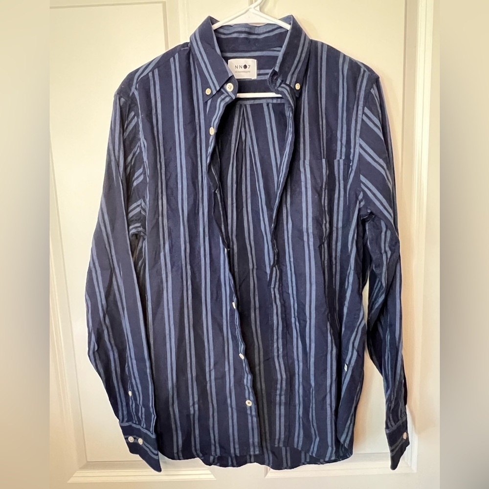 Men's Blue Striped Shirt - Picture 2 of 4